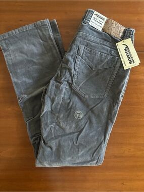 NWT Mountain Khakis Canyon Cord Pants Gray 32x32 Slim Tailored Fit Stretch